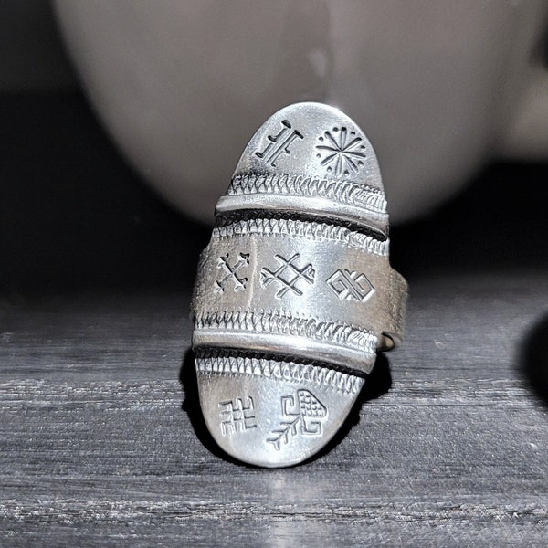 925 Silver Latvian Shield Ring, Full Finger Ring, Extra Wide Ring for Women, Viking Ring, Ethnic Ring, Bronze Ring Women, Gift for Her