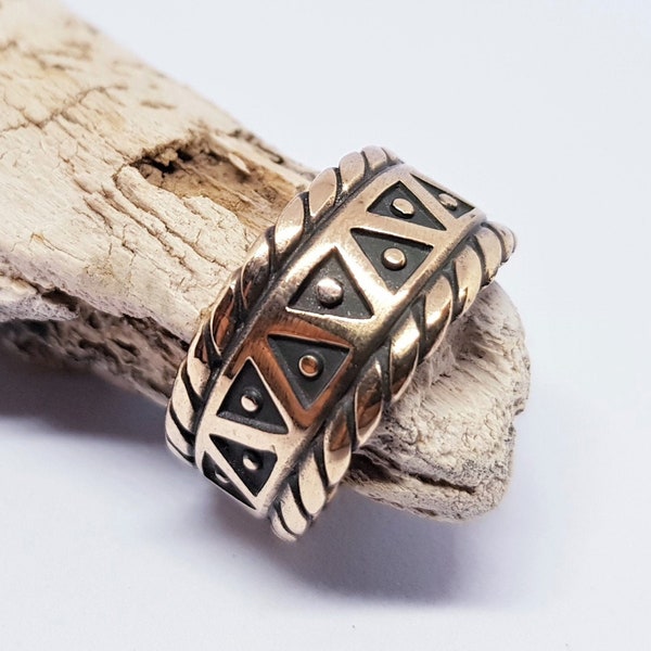 Bronze Ring Sun And God Symbols - Unisex Ring - Baltic Protective Symbols Jewellery - Ring For Couple - Baltic Runes - Gift For Him And Her