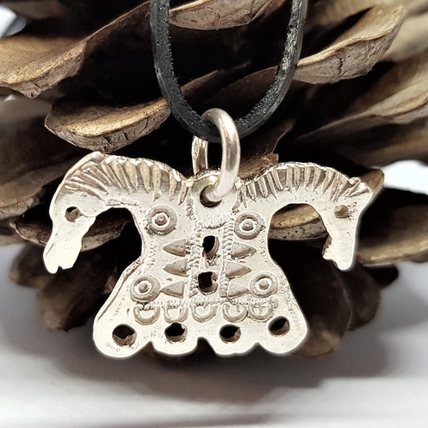 Pagan Doble Caballo Símbolo Colgante En Plata Y Bronce, Regalo Para Hombres Y Mujeres, Joyería Medieval