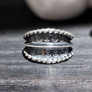 Chunky 925 Sterling Silver Ring - Latvian Warriors Ring - Ethnic Ring for Protection and Luck - Norse Jewelry - Braided Ring