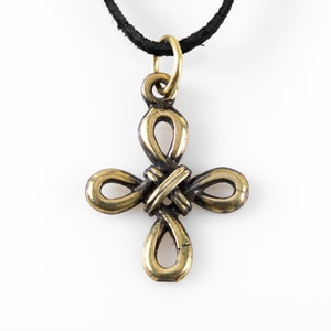 Pagan Witch Knot Necklace, Scandinavian Bronze and Sterling Silver Jewelry, Medieval Necklace