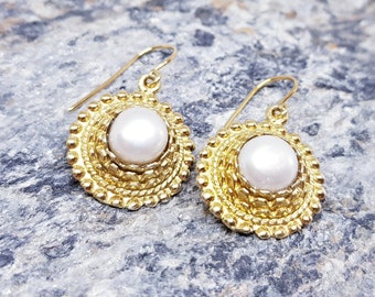 Latvian Sun Earrings | Ancient Jewelry | Baltic Jewelry | Earrings For Bride | Wedding Jewelry | Natural Pearl Earrings | Gift For Her