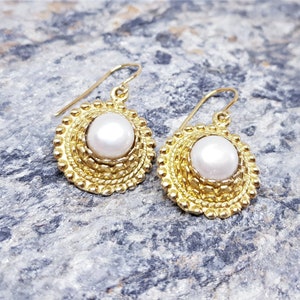 Latvian Sun Earrings | Ancient Jewelry | Baltic Jewelry | Earrings For Bride | Wedding Jewelry | Natural Pearl Earrings | Gift For Her