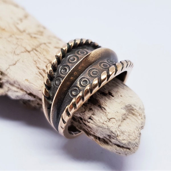 Bronze Latvian Warriors' Ring - Handmade Bronze Ring With Pagan Symbols - Ring for Men and Women - Viking Ring