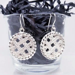 Baltic Ancient Sign Earrings, Round Handcrafted Earrings, Latvian Jewelry, Bronze and Sterling Silver