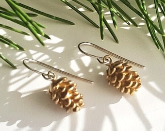 Small Bronze Pine Cone Earrings | Silver | Made To Order | Latvian Jewelry | Nature | Pine | Small Earrings |