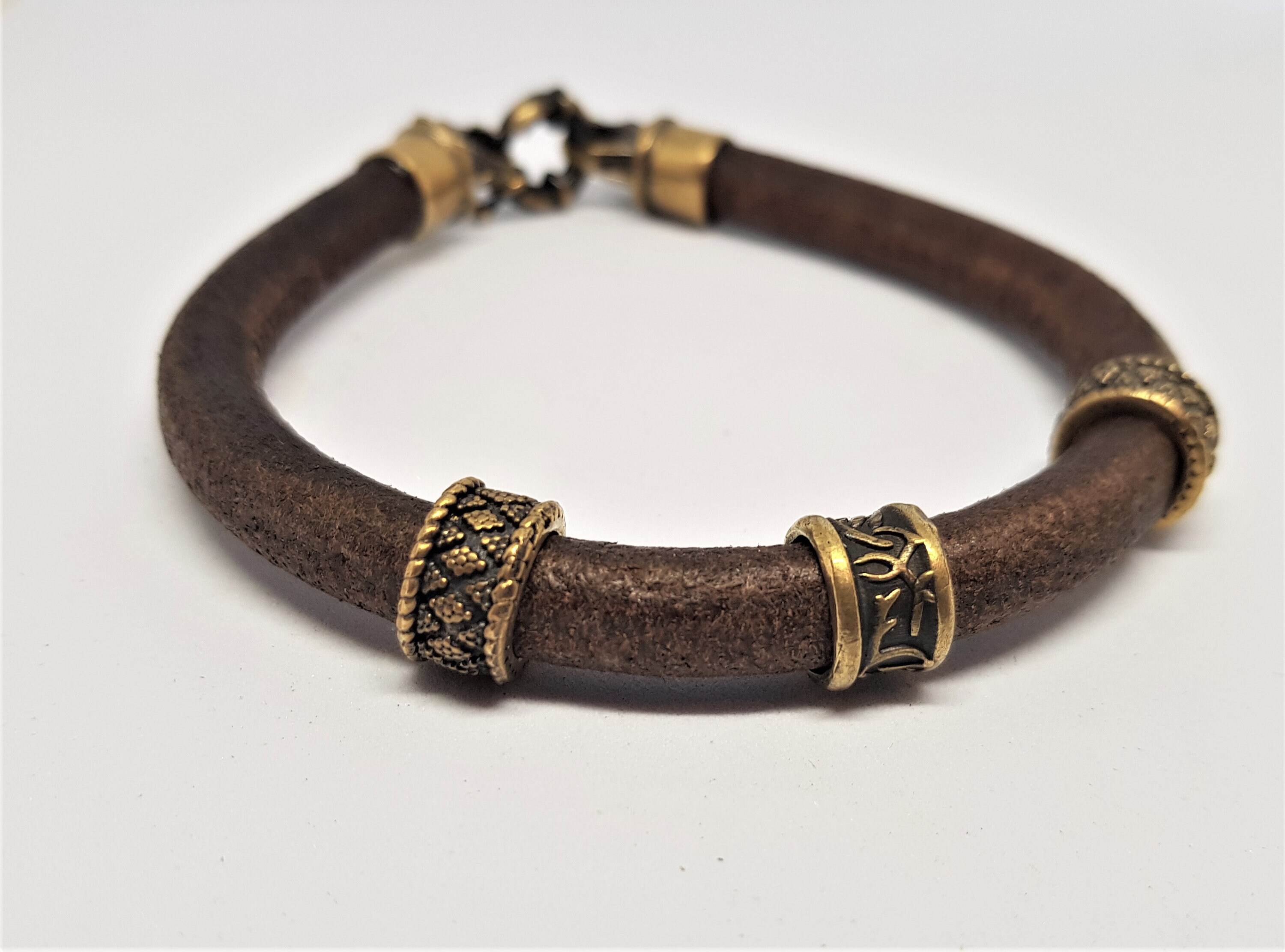 Bronze And Leather Bangle For Men Men's Bracelet With Etsy