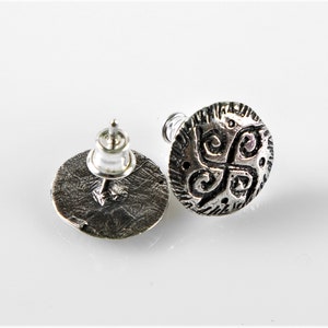 Stud Earrings With Celtic Symbol, Pagan Fire Cross Earrings