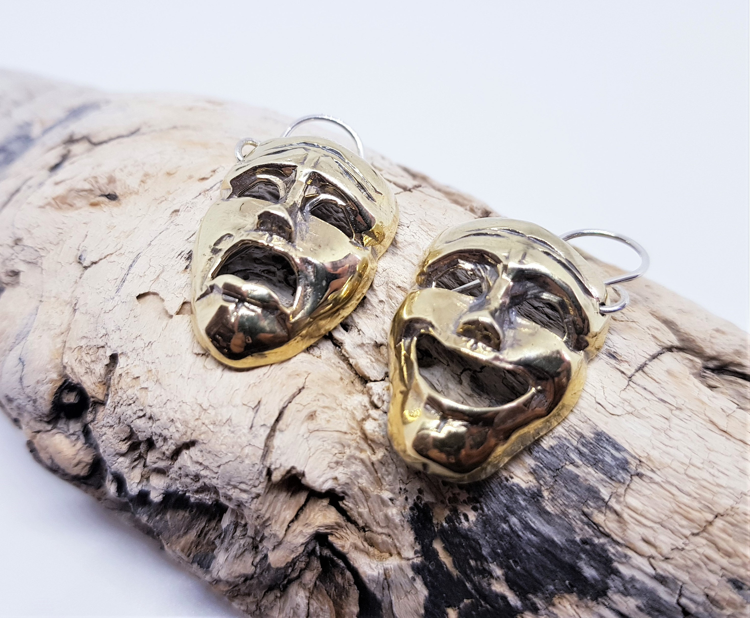 Commedia tragedia maschera, orecchini in argento Sterling maschera orecchini teatro viso gioielli regali per donne ragazze, Argento sterling, Nessuna pietra preziosa