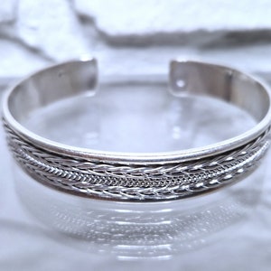 925er Silber Armreif Wikinger Silber Armreif mit Muster Armband Verstellbar Chunki Silber Armspange Frauen Offenes Armband Geschenk Frauen Geschenk Männer