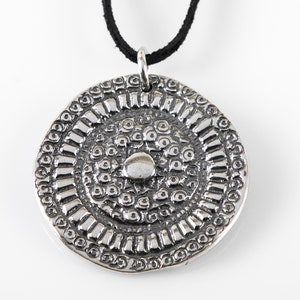 Large Silver Disk Sun Necklace, Bronze Disk Pendant With Sun Symbol, Anniversary Gift, Gift For Woman, Latvian Symbols, Viking Jewelry