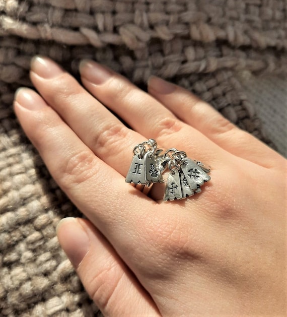 Latvian Seven Day Silver Ring, Protective Pagan Symbol Ring