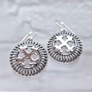 Latvian Ancient Mara Cross Earrings | Silver Earrings | Latvian Earrings |