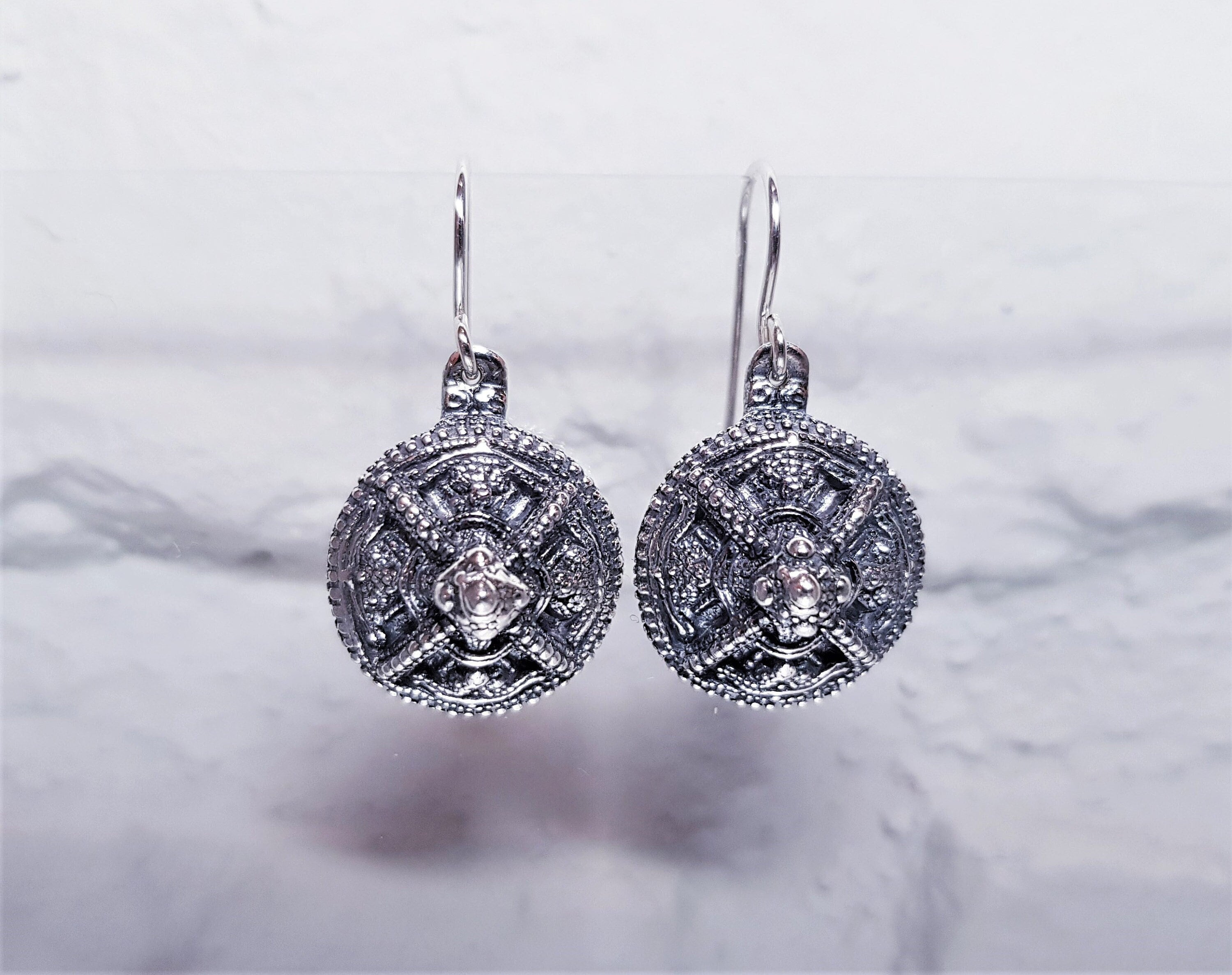 Boucles D’oreilles En Argent Sterling Vintage – Style Norvégien, énormes
