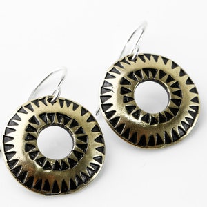 Pagan Sun Bronze Earrings, Viking and Baltic Jewellery, Gift for Women, Medieval Scandinavian Jewelry