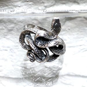 Silver Snake Ring | Artisan Made Serpent Ring | Textured Reptile Ring for Women & Men | Unique Handcrafted Sterling Jewelry Gift
