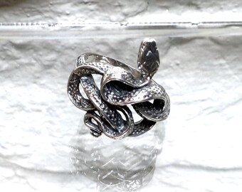 Silver Snake Ring | Artisan Made Serpent Ring | Textured Reptile Ring for Women & Men | Unique Handcrafted Sterling Jewelry Gift