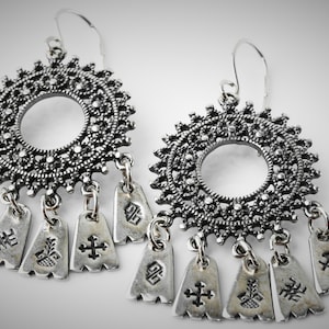 Silver Charm Earrings Latvian Protective Symbols | Dangle Earrings With Charms | Bad Vegan Ring Jewelry | Women Earrings | Latvian Gift