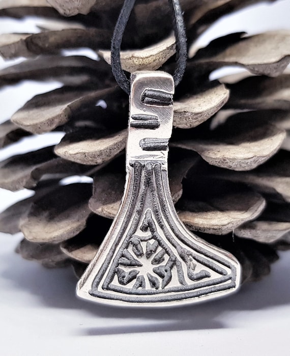 Pagan Axe Symbol Necklace in Silver and Bronze Gift for Men