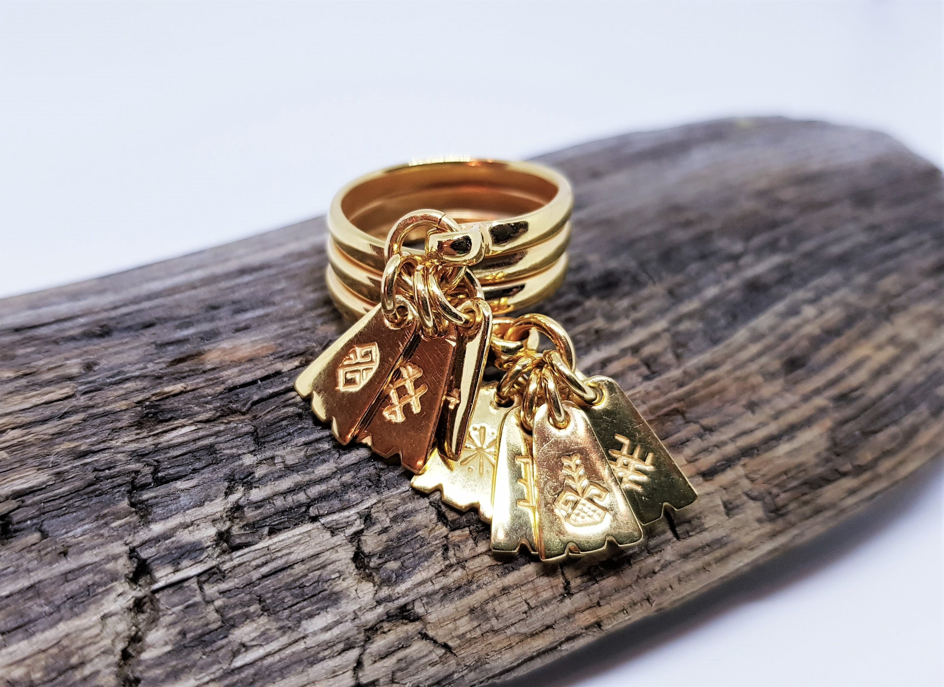 Gold Latvian Seven Days Ring, Pagan 7 Days Ring, Women