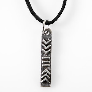 Pagan Luck And Happiness Symbol Necklace In Sterling Silver and Bronze, Medieval Pendant, Gift For Women And Men