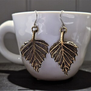 Bronze Earrings Birch Leaves - Gift For Women - Nature Jewelry - Herbs In Jewelry -