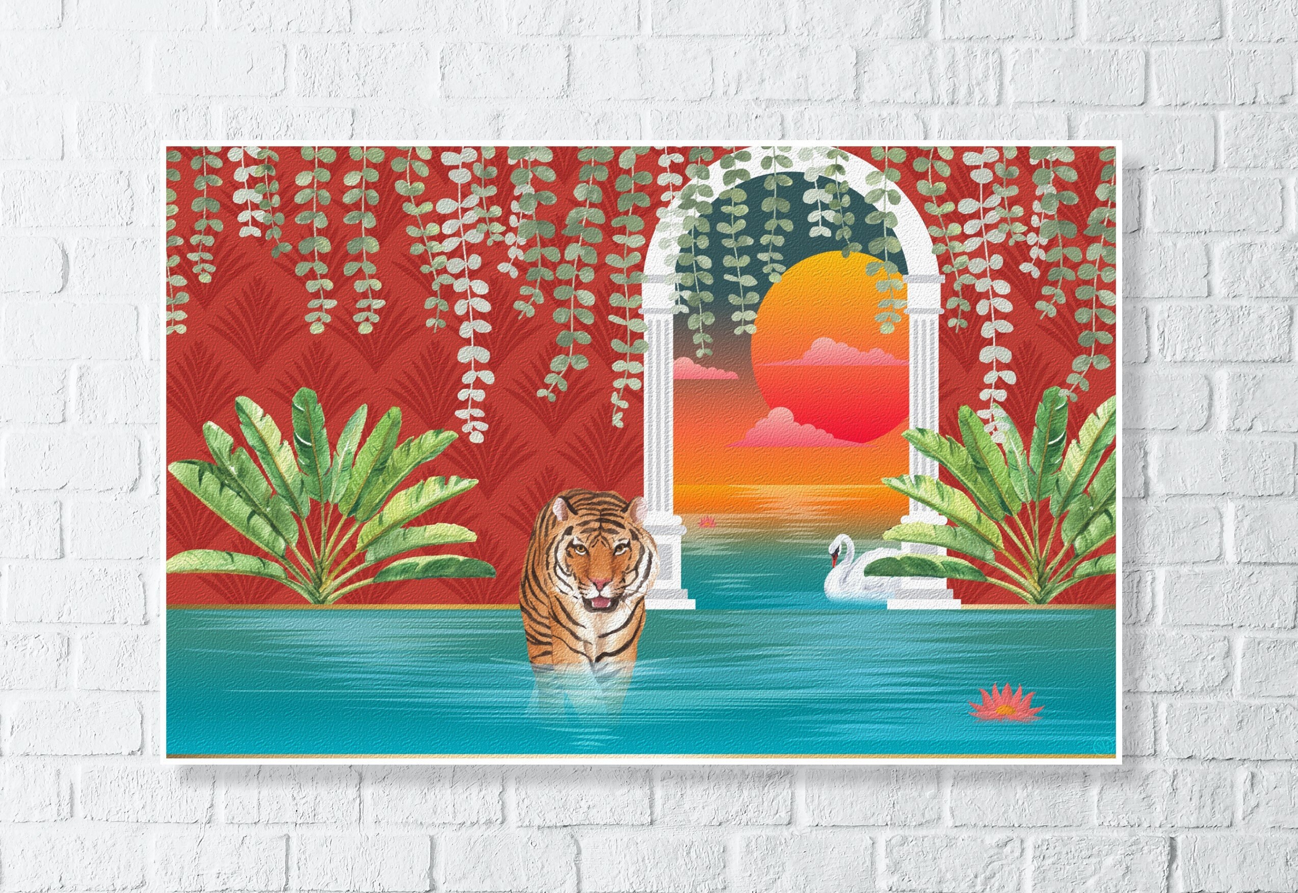 Colorful Tiger Print wall decor art prints home decor Etsy