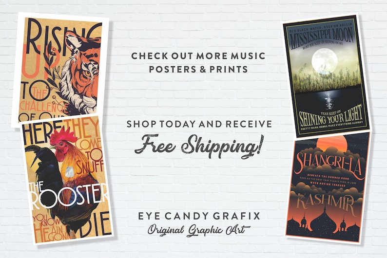 Eye of the Tiger Music Poster, 11x14, Music Print, Tiger Poster, Music Wall Art, 80s music, Tiger Art, Music Gifts image 5