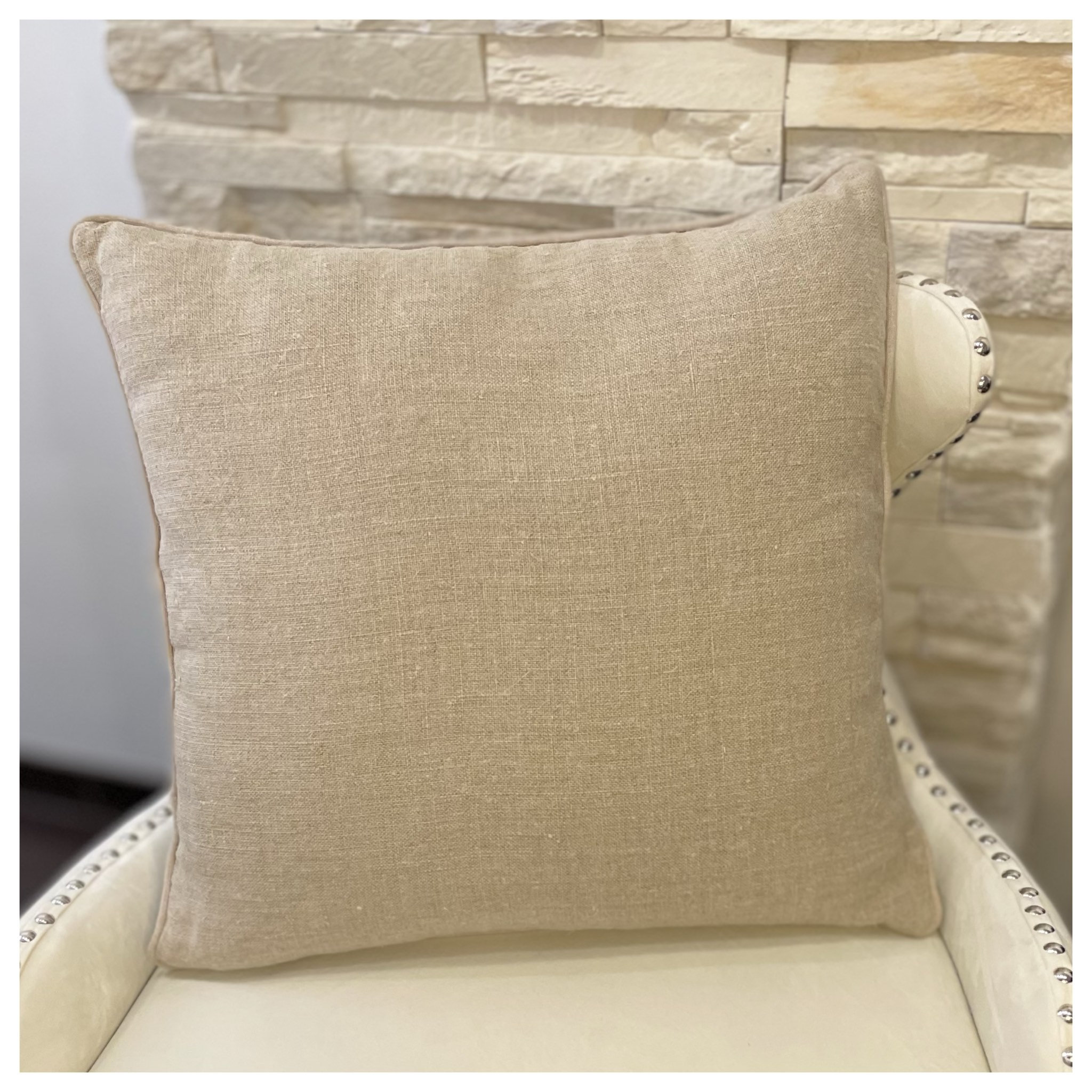 Coussin Lin et Coton Beige - 45x45 cm