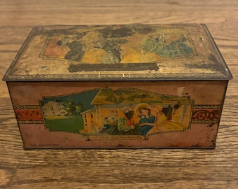 Antique Hollingsworth Unusual Candies Tin Old South Georgia - Collectible Tin