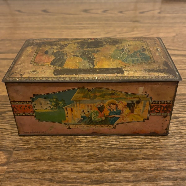 Antique Hollingsworth Unusual Candies Tin Old South Georgia - Collectible Tin