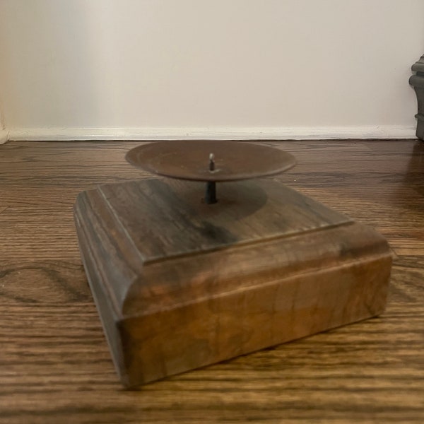 Rustic Wooden Pillar Candle Holder