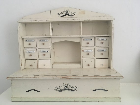 Vintage Antique Wooden Spice Miniature Drawers Dresser Kitchen Etsy