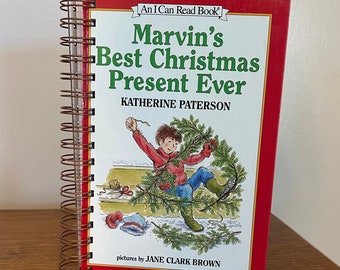 Marvin's Best Christmas Present Ever repurposed wire bound journal