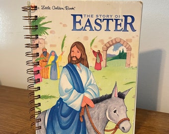 The Story of Easter - Little Golden Book repurposed wire bound journal
