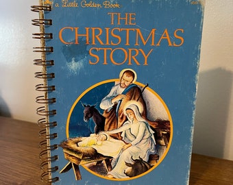 The Christmas Story - Little Golden Book repurposed wire bound journal