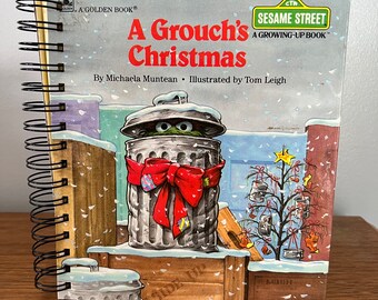 A Grouch's Christmas - Little Golden book repurposed wire bound journal
