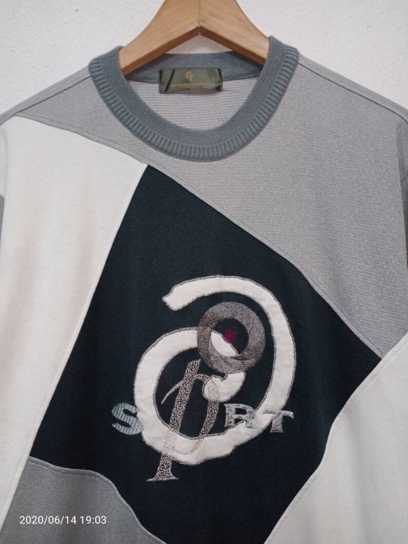 Joyfulment /& Activity Sports Big Logo Embroidery Vintage Sweatshirt Jumper Side Pocket Sportswear Streetwear Jacket M Saiz. E31 RaRe