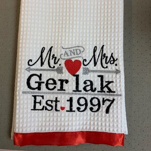 Hochzeitstuch / Küchentuch zum Jahrestag