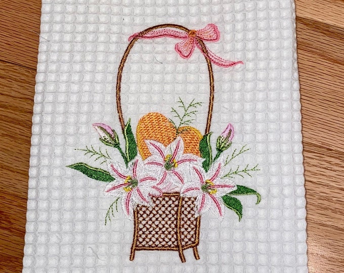 Lily in a Basket Kitchen Towel