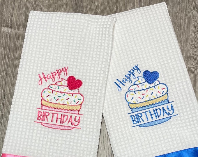 Happy Birthday Cupcake Kitchen Towel