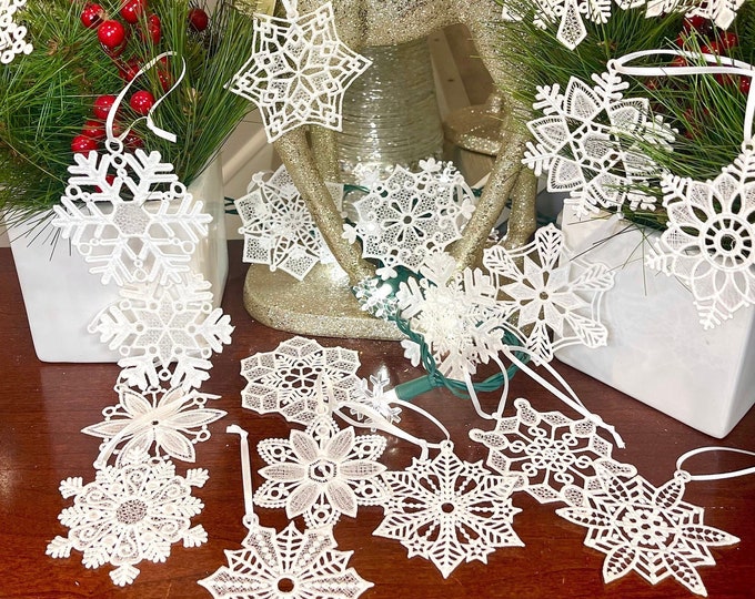 Embroidered Lace Snowflake Ornaments