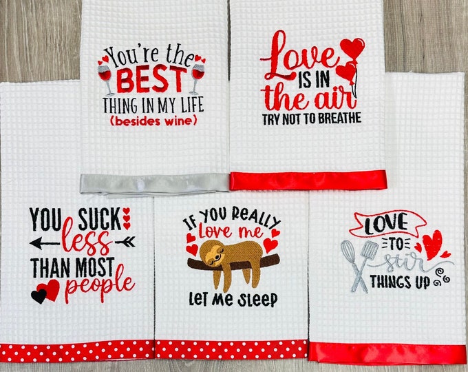 Funny Valentine's Day Kitchen Towels