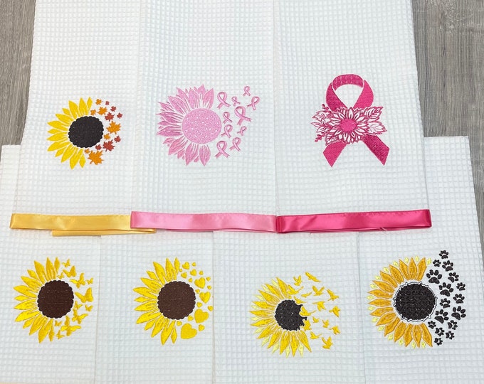Sunflower Explosion Kitchen Towel, Awareness Ribbon