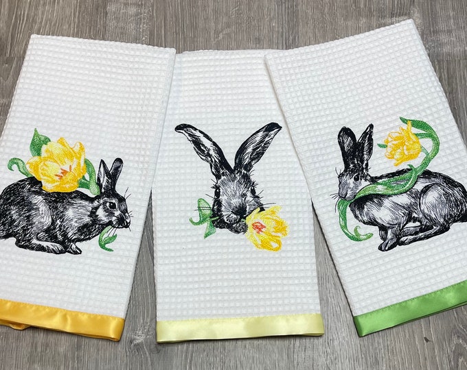 Spring Rabbits Kitchen Towels