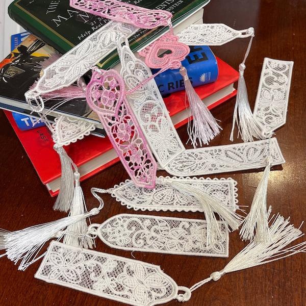 Lace Embroidered Bookmarks, butterfly bookmarks