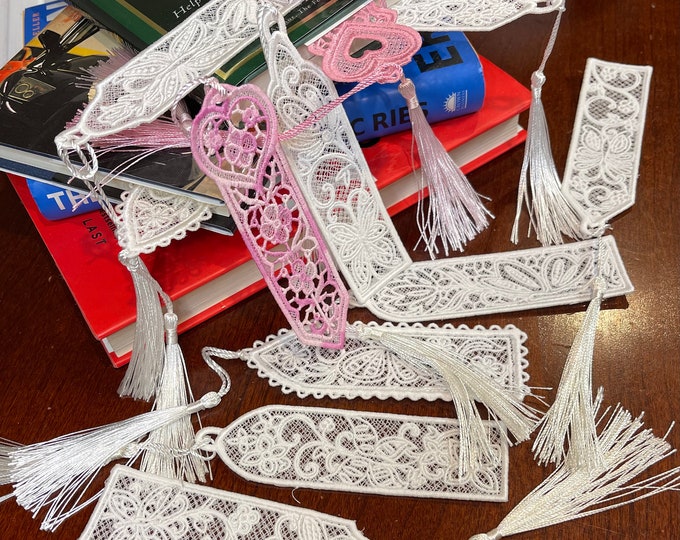 Lace Embroidered Bookmarks, butterfly bookmarks