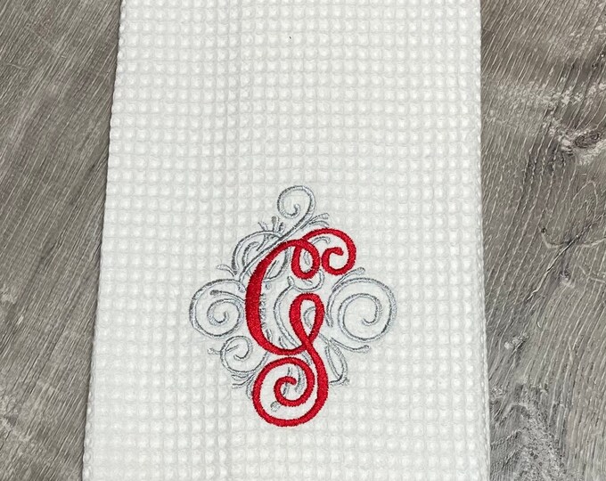 Swirly Initial Kitchen Towel