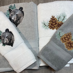 Bear & Pinecones Bath Towels and Hand Towels