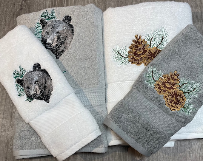 Bear & Pinecones Bath Towels and Hand Towels